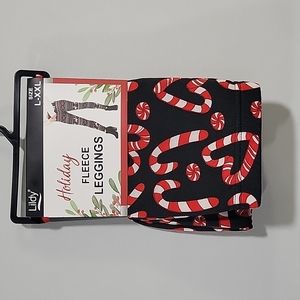 Holiday Christmas Fleece Leggings L/XXL